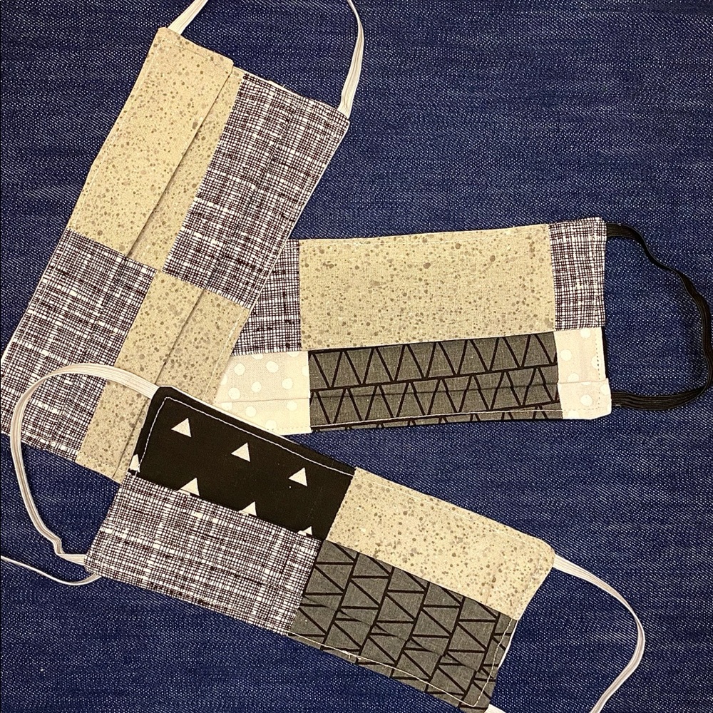 Set of 3 patchwork cotton face masks